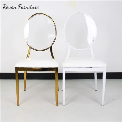 Scaun metalic cu spatar transparent