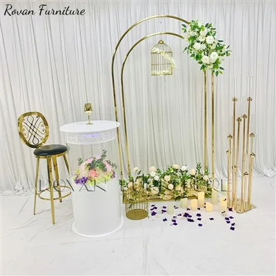 Fundal de nuntă cu arc din oțel inoxidabil auriu
