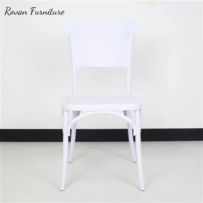 Scaun de banchet cu plasă pătrată din rășină din plastic alb